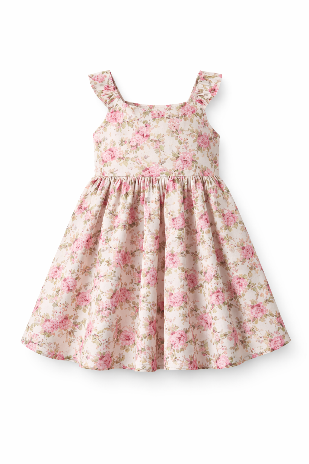 Girls Floral Cotton Dress (Sleeveless)